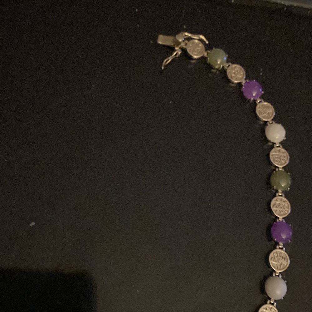 Marked 925 Sterling Silver PAJ JOY Jade bracelet Vintage - Picture 3 of 8